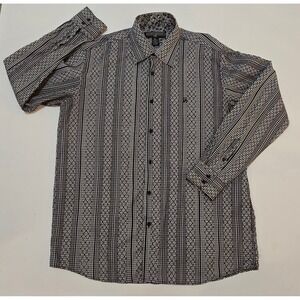 Stacy Adams Mens XXL Velvet Button Down Shirt Black White Long Sleeve